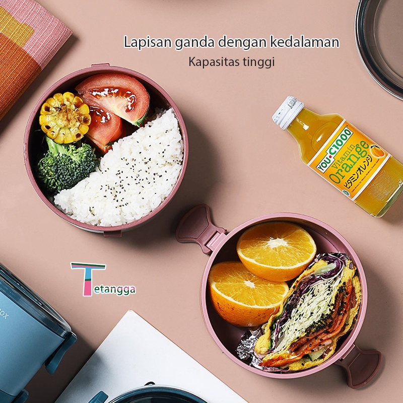 2 susun lunch box anti bocor kotak makan anti percikan tempat bekal free sendok