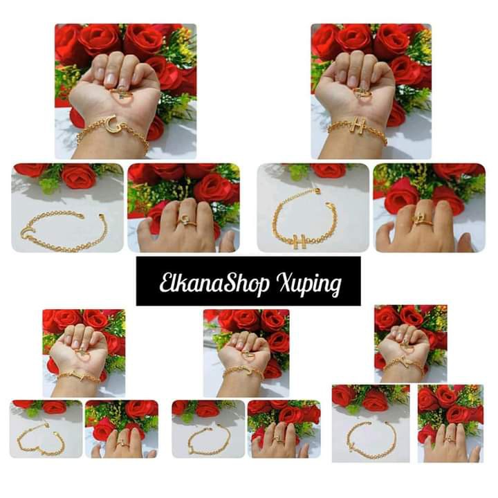 Gelang Dewasa nuri Ininsial Nama A-Z free cincin.chat pilih huruf .gold ll Anti Karat COD