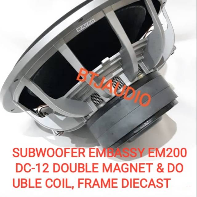SUBWOOFER EMBASSY EM200 DC-12 12 INCH (DOUBLE MAGNET DOUBLE COIL)