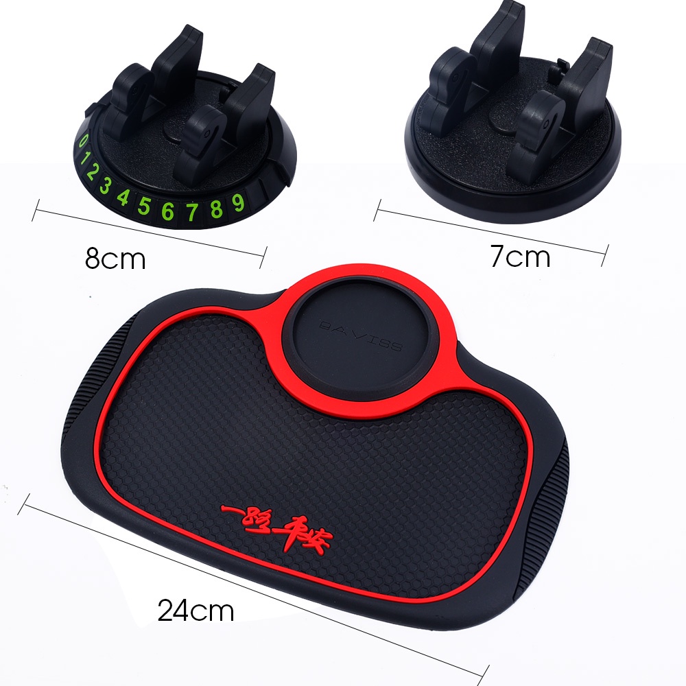 Lisensi Dudukan Hp Parkir360° Rotable With Phone Number Bracket Anti-Slip Mat Plate 3in1 Aksesoris Dashboard Mobil Untuk Silikon Interior Otomatis