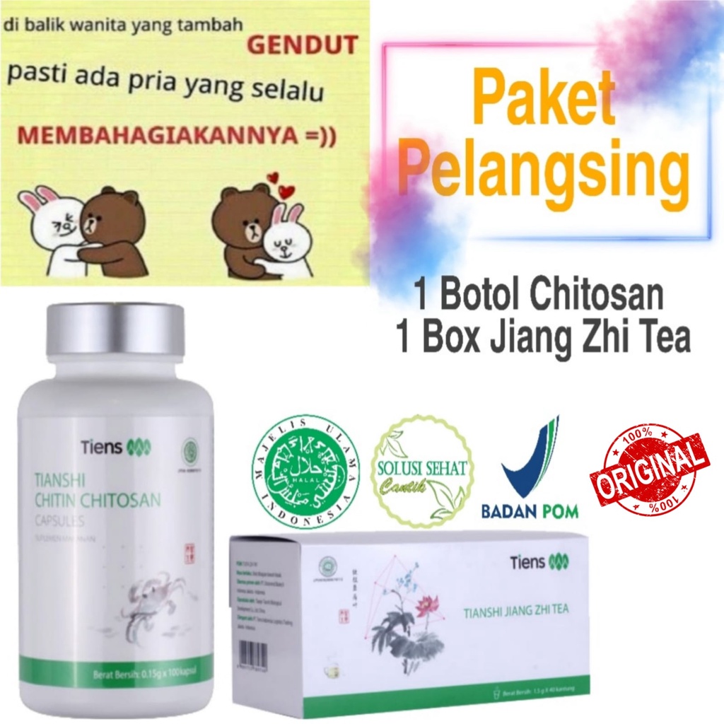 Paket Bronze Pelangsing Badan Tiens (Jiang Zhie Tea & Chitin Chitosan) / Isi 20 Sachet & 50 Kapsul