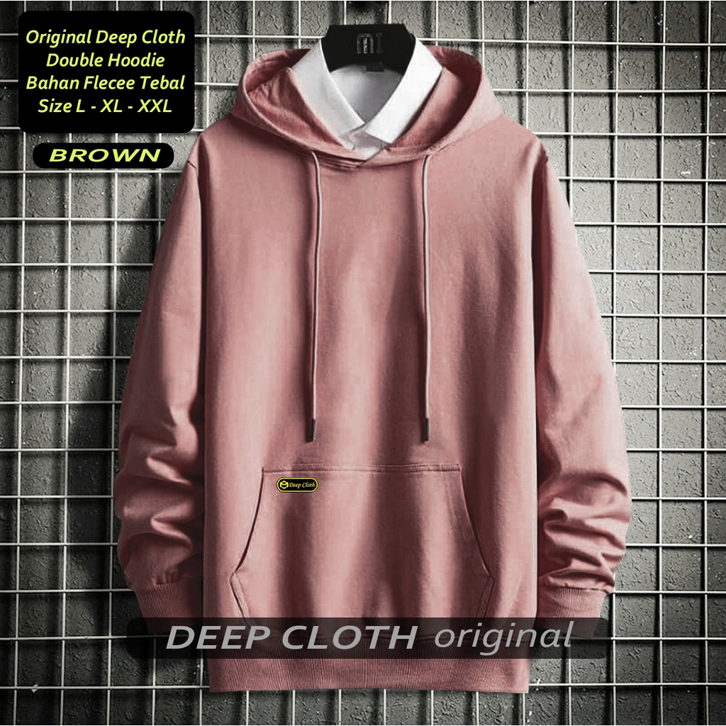 Sweater Hoodie DEEP CLOTH Polos Flecee Tebal Pria Fullover Premium Distro