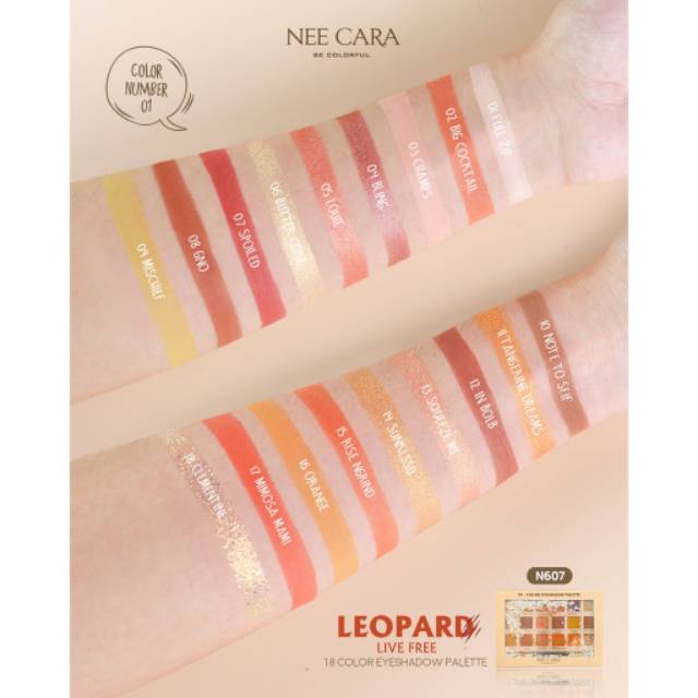 NEE CARA Leopard Live Free 18 Color Eyeshadow Palette #N607 Thailand / Cosmetic Makeup / Eye Shadow