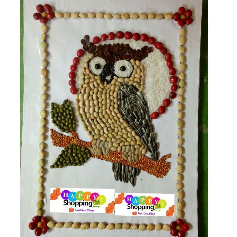 [KODE 9427] ❗️P. O❗️Kolase Biji-bijian bentuk Hewan DENGAN sisi Bingkai dari biji