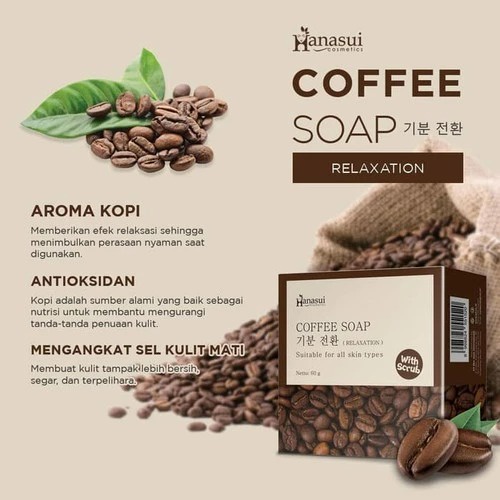 Hanasui Coffee Soap / Sabun Kopi with Coffee Scrub / 40gr / Original