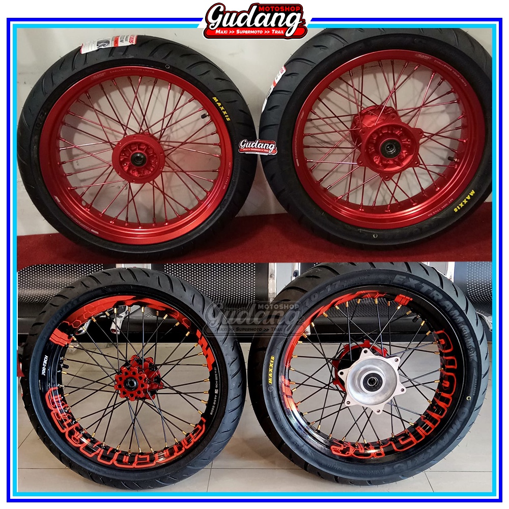 Ban Set Supermoto KLX 150 BIGFOOT DTRACKER CRF 150L WR 155 Velg Scarlet Expedition Champ Sprint XD Tinggal Pasang 300 350