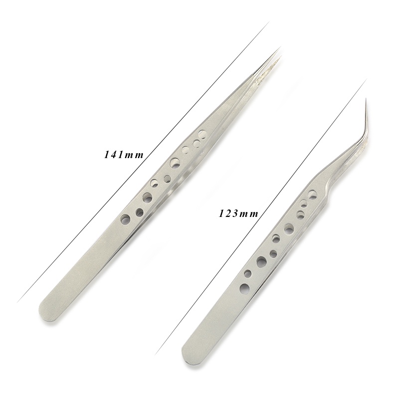 2pcs Pinset Bulu Mata Extension 3D Bahan Stainless Steel 100% Anti Statis Untuk Alat Makeup