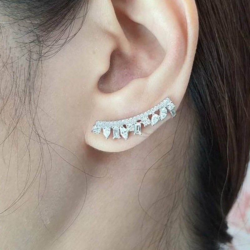 Anting Stud Cubic Zirconia Gaya Modern Untuk Wanita