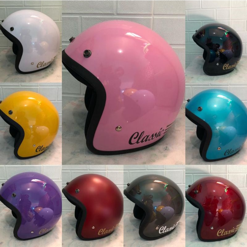 Helm Bogo Retro Kaca Datar Gelap/flat Smok