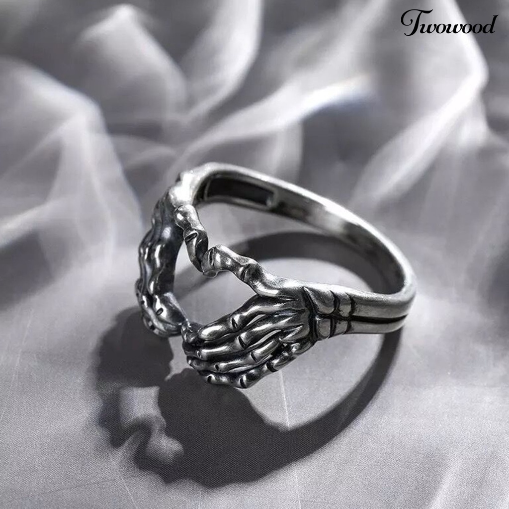 Cincin Bentuk Tangan Tengkorak Bahan Alloy Gaya Retro Hip Hop Untuk Unisex