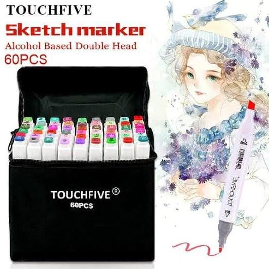 

Touchfive Touchnew Marker Spidol 30/60 Colors Twin Markers for student