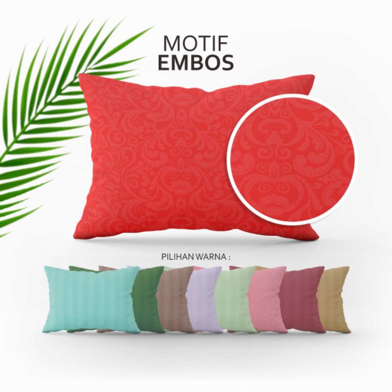 SARUNG BANTAL POLOS MOTIF EMBOS DAN MOTIF EMILY KOTAK KOTAK  VARIAN WARNA UKURAN 45 X 60 CM