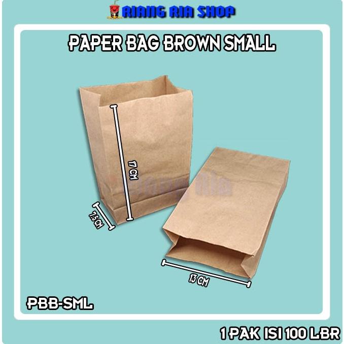 

@100 Pcs Perpak Kantong Plastik Kertas Roti Small- Papper Bag Coklat Polos