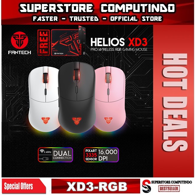 Fantech HELIOS XD3 Wireless Mouse Gaming RGB Dual Mode