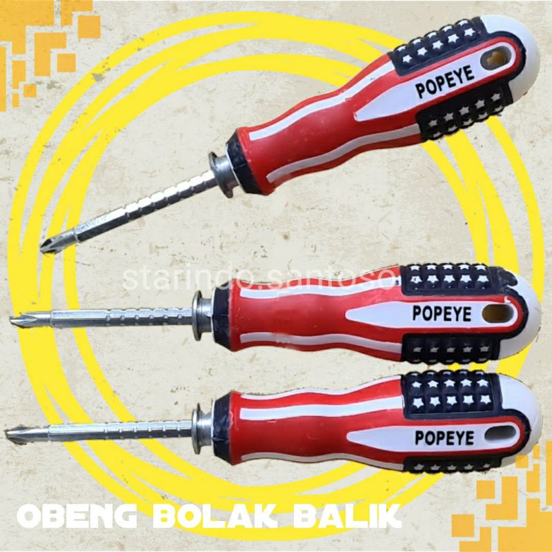 OBENG BOLAK BALIK plus minus kembang warna USA karet fabric obeng track amerika 2 in 1