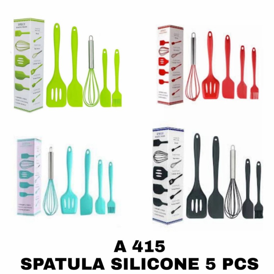 Spatula Set Silicon 5 Pcs Tahan Panas Kitchen Utensil Sutil