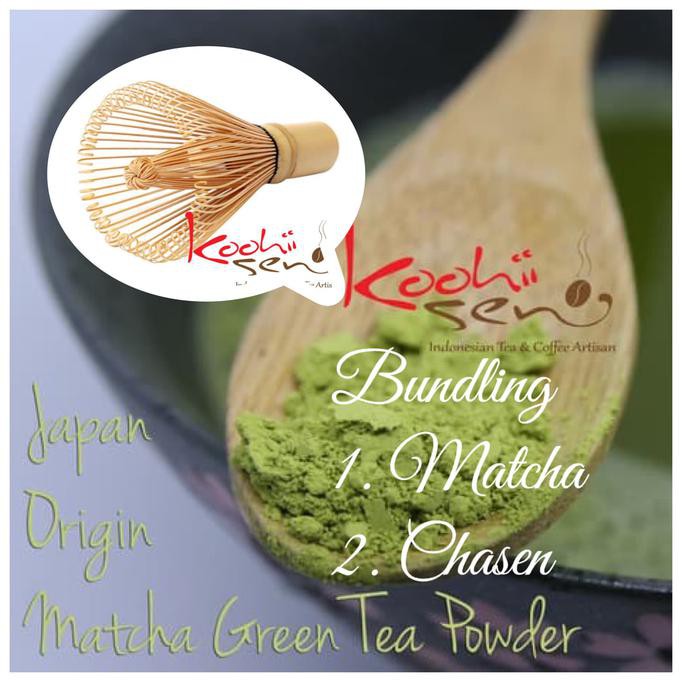 

Teh-Bubuk- Japan Original Pure Green tea Matcha 50g + Chasen Pengaduk Frothing -Dijamin-Halal.