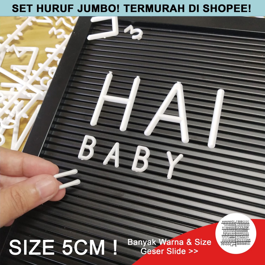 HOW.R.U | 5cm - Huruf Tambahan Jumbo Letter Board / Papan Nama Bayi / Menu Cafe / Properti Foto