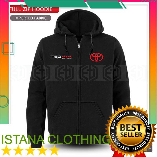 JAKET HOODIE ZIPPER / Zip Hoodie SABLON Toyota TRD 4x4 Off Road Hilux Fortuner Vios Camry Turbo Exha