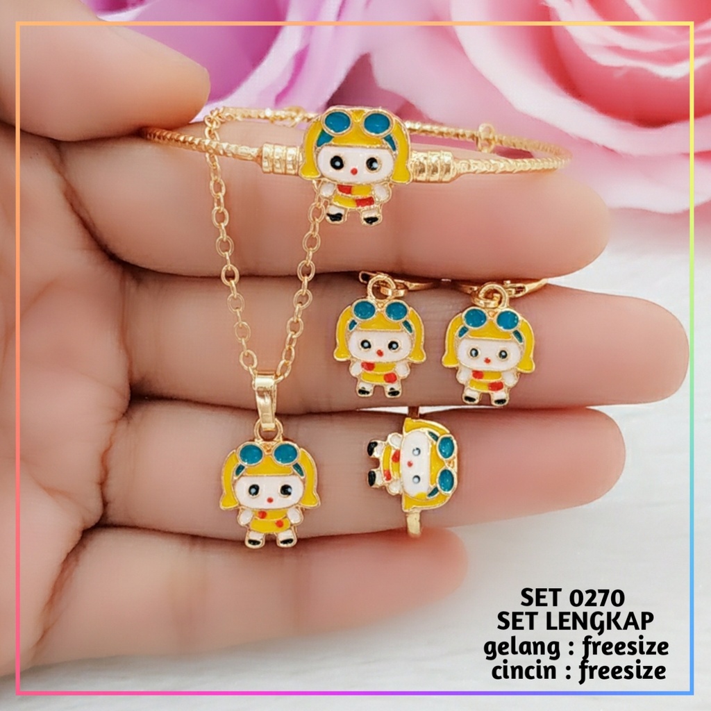 Set perhiasan xuping set anak LOL kuning lucu perhiasan anak lapis emas gold 0270