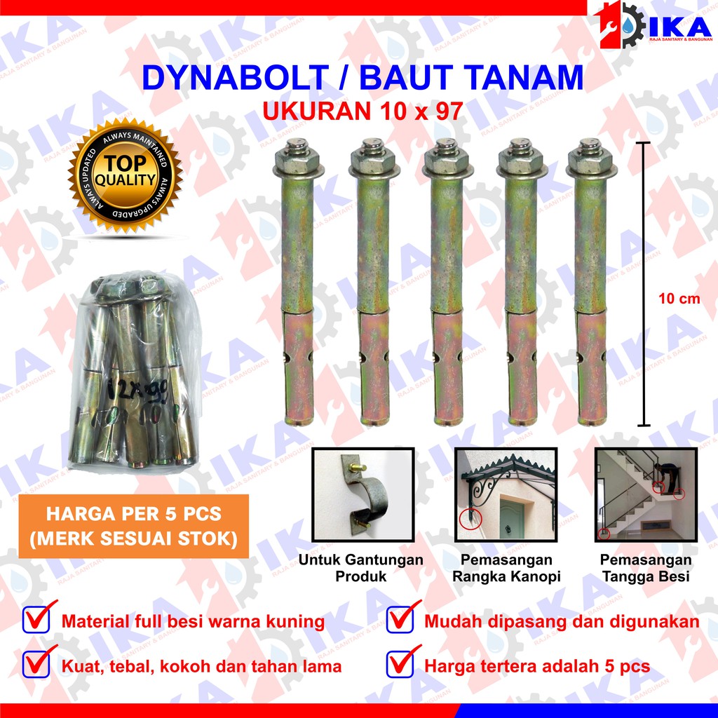 Dinabol (HARGA 1SET ISI 5BUAH PALING MURAH ) / dynabolt / Baut Tembok Ukuran Komplit Harga Per 5 pcs