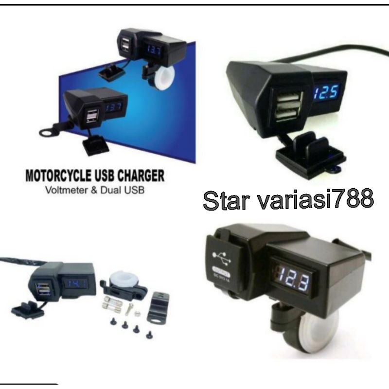 Charger voltmeter digital motor dual USB