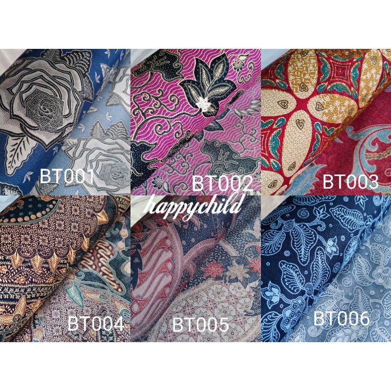 50 motif kain batik printing halus lembut motif mewah harga per 0.5meter bahan batik happychild