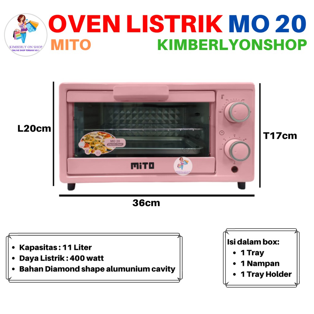 Oven Listrik Mini MO 20 Kapasitas 11 Liter Mito