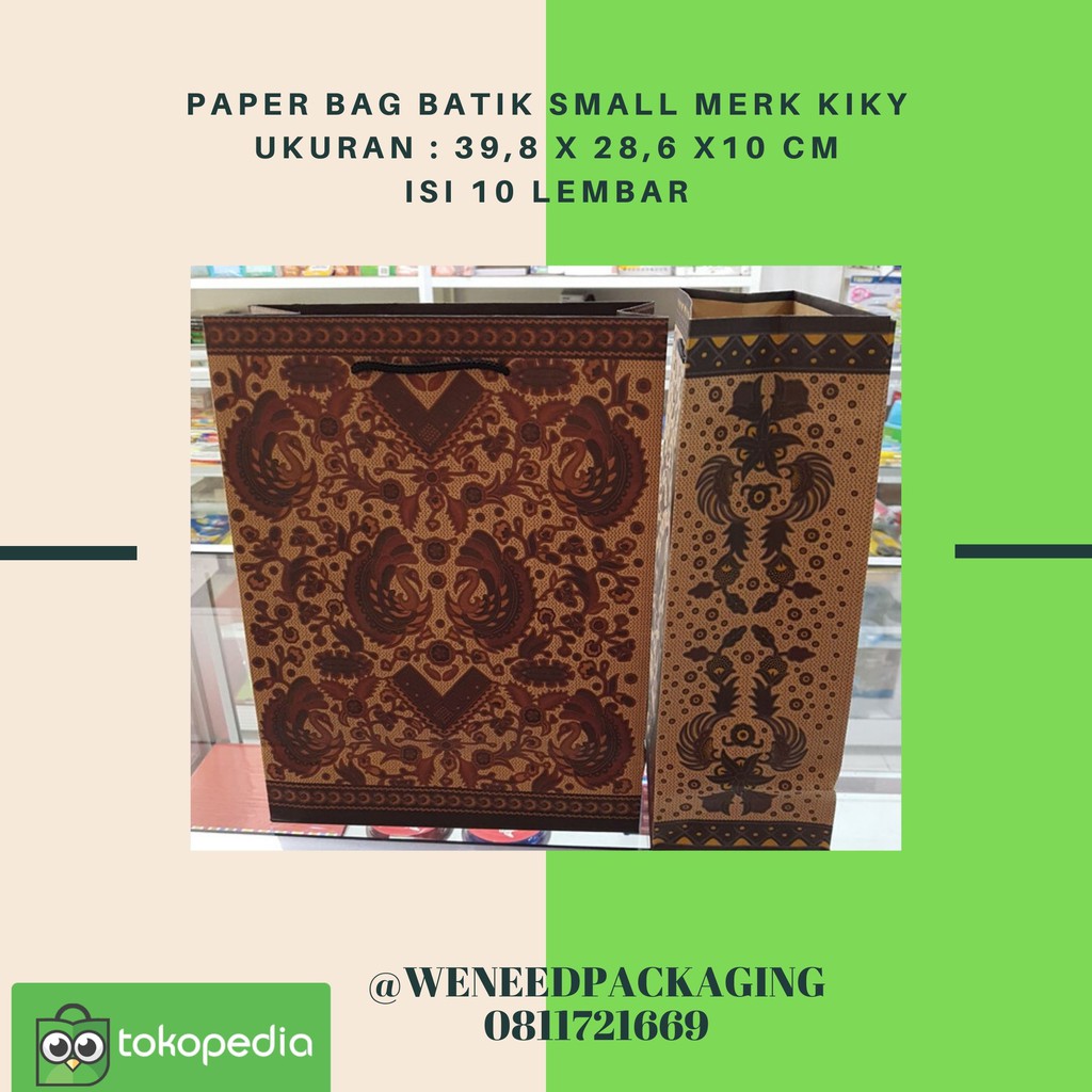 

Paper Bag Batik Large merk Kiky ukuran 39,8 x 28,6 x1 cm isi 10 lembar / Tas Kertas