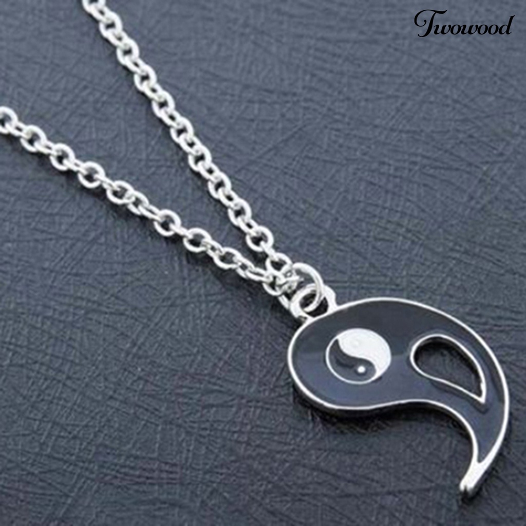 Kalung Model Hollow out Bahan Alloy Warna Hitam Dan Putih Untuk Pasangan