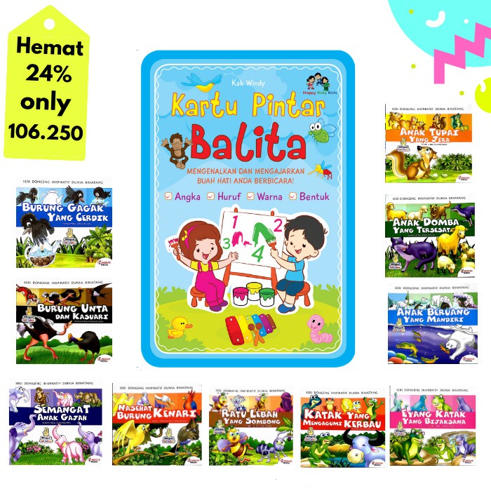 Buku Anak - Buku Paket Kartu Pintar Balita Seri 2 & Buku Cerita Fabel