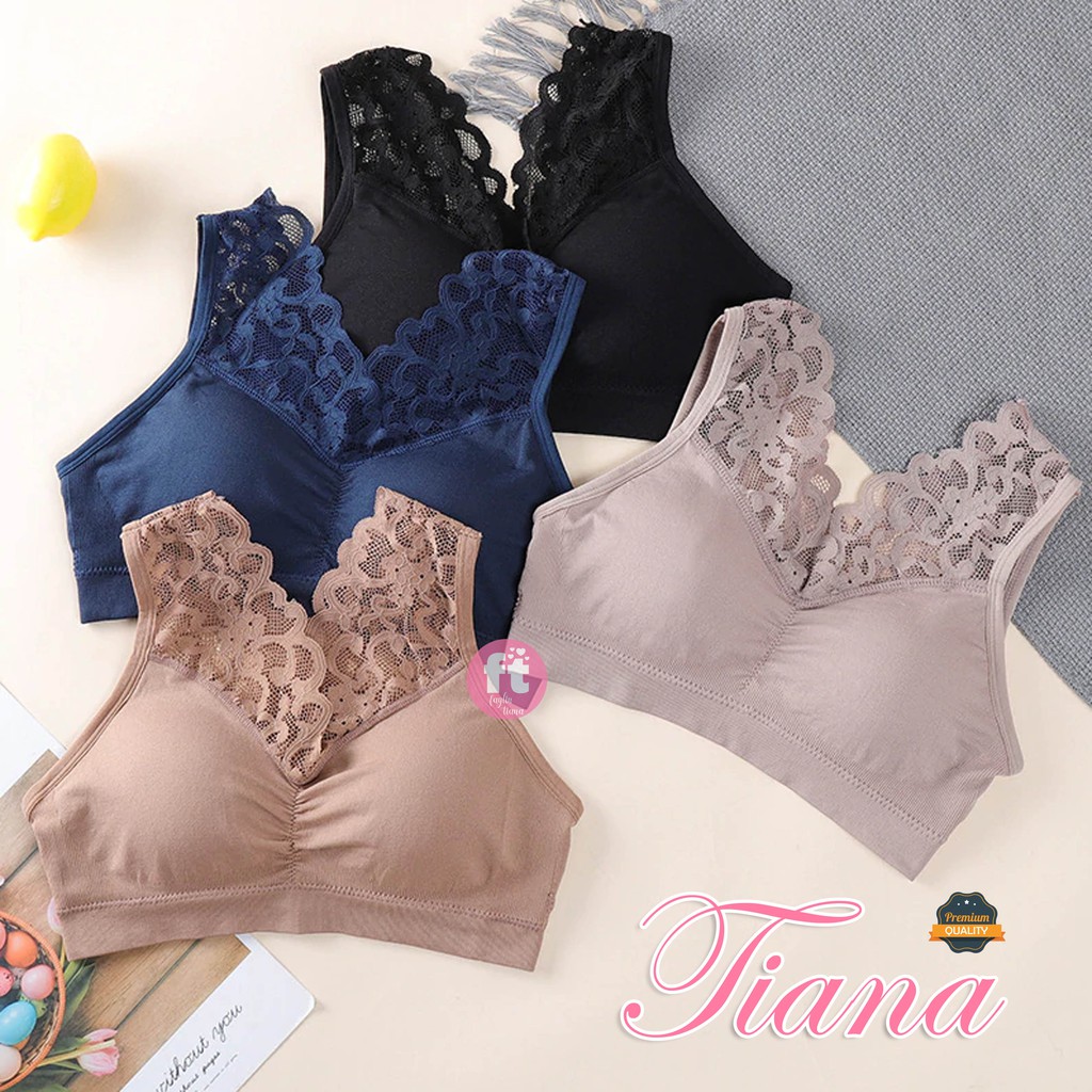 TIANA | Bra Seamless Ada Busa / Elastis Sexy Bralette / Atasan Rajut Busa / art TN MS 1931