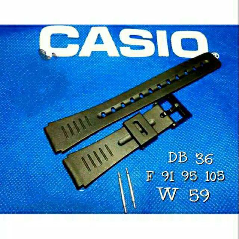 TALI JAM TANGAN CASIO DB36 W59 F91 F94 F105 RUBBER STRAP TALI JAM CASIO W 59 FREE PEN