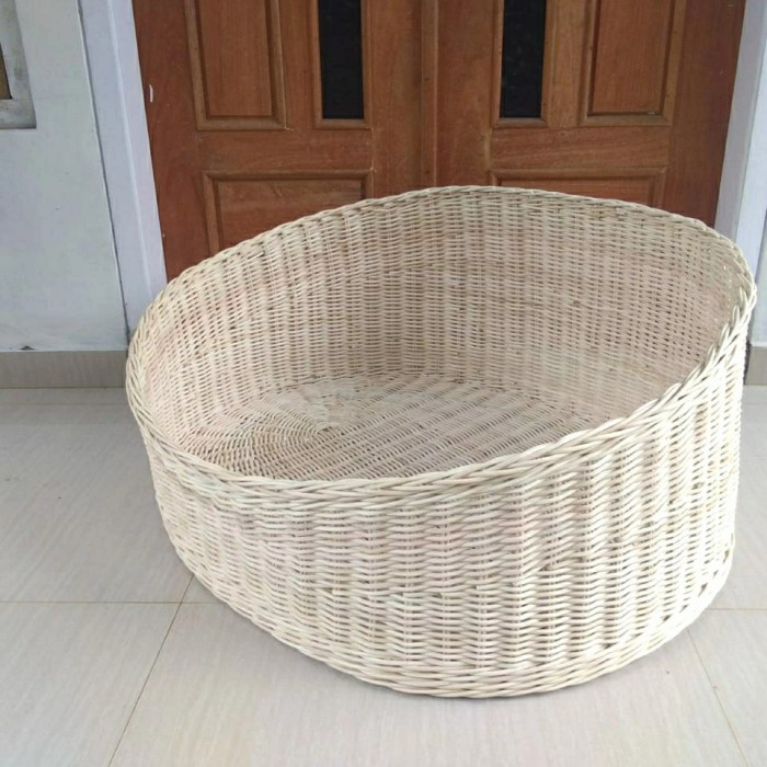 pet basket keranjang tempat tidur anjing kucing rotan besar jumbo 90X75X40 CM