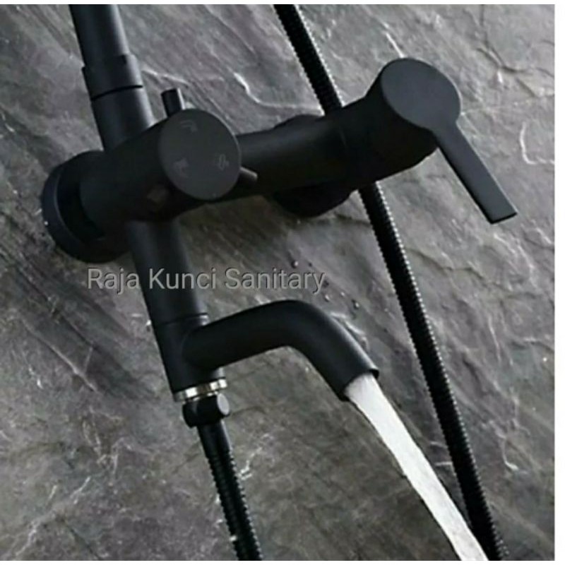 Shower Tiang Column/Shower Set Panas Dingin SUS 304 MATTE BLACK HITAM