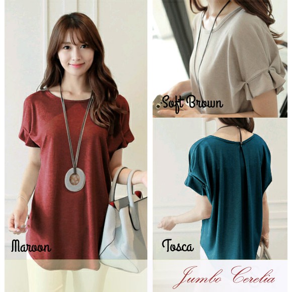 baju murah  Jumbo Cerelia Coklat Susu Baju Atasan Wanita Bigsize Oversized Big