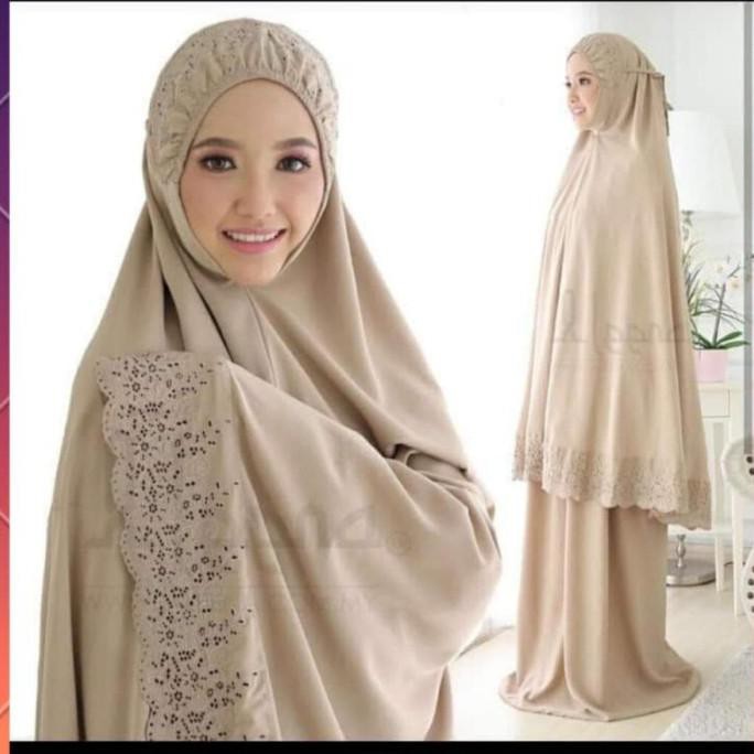 Ori&Terjamin Mukena Dewasa Siti Khadijah Pasteleena Bordir Katun Mikro In Brown