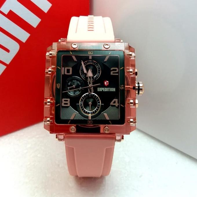 Di5Kon Jam Tangan Expedition 6808 E6808 Wanita Black Pink Rubber Original -A@