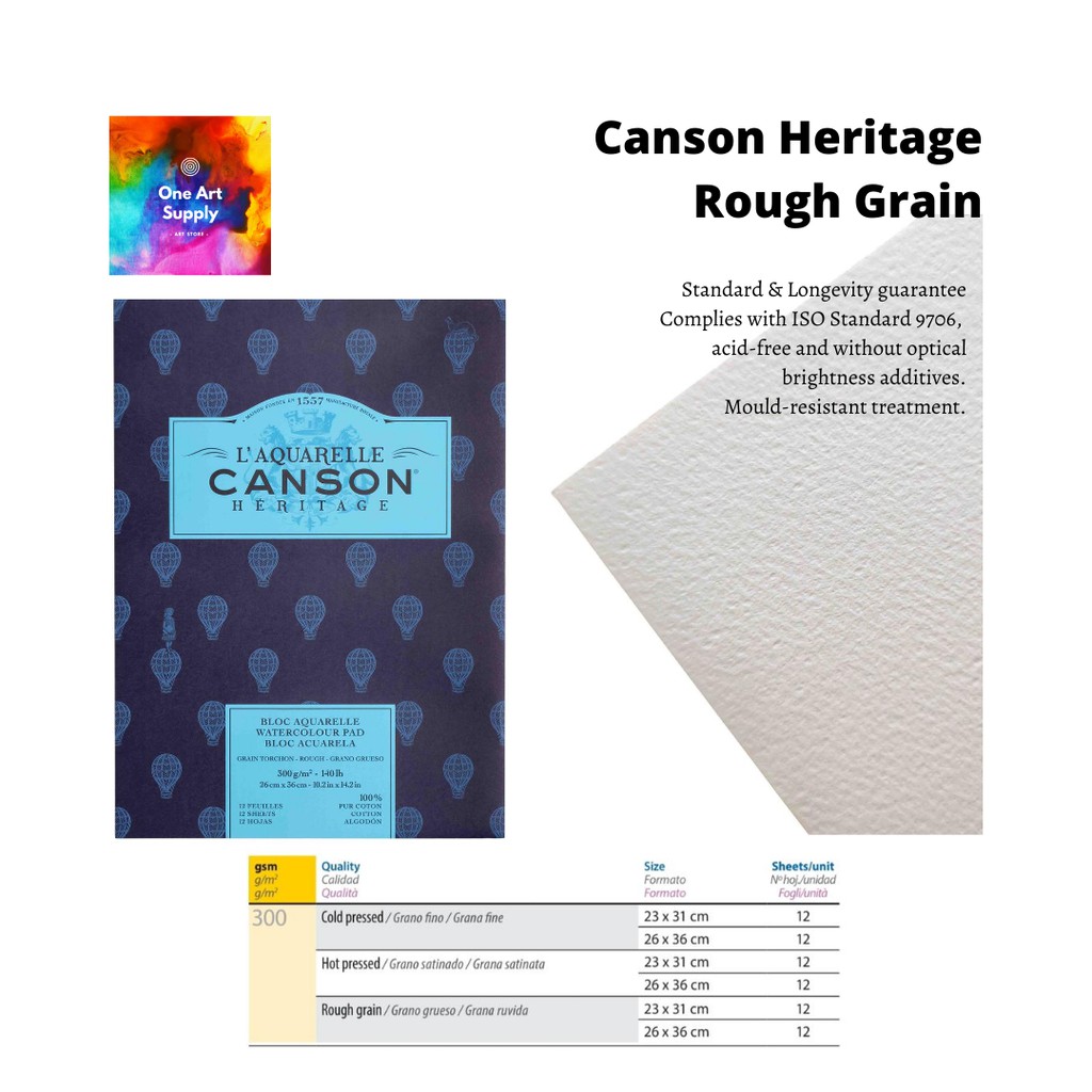 

Canson Heritage Rough Grain 23 x 31 - 12 Sheets, 30gsm