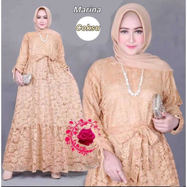 SIZE 2XL，3XL，4XL / GAMIS MAXI MARINA / BAHAN BRUKAT TULANG GLITTER /  GAMIS WANITA JUMBO / GAMIS KON