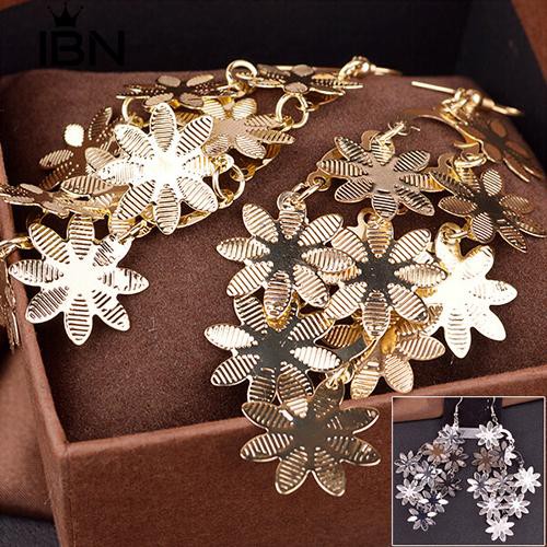 Vintage Alloy Multi-Layer Snowflakes Menjuntai Kait Anting Chic-2