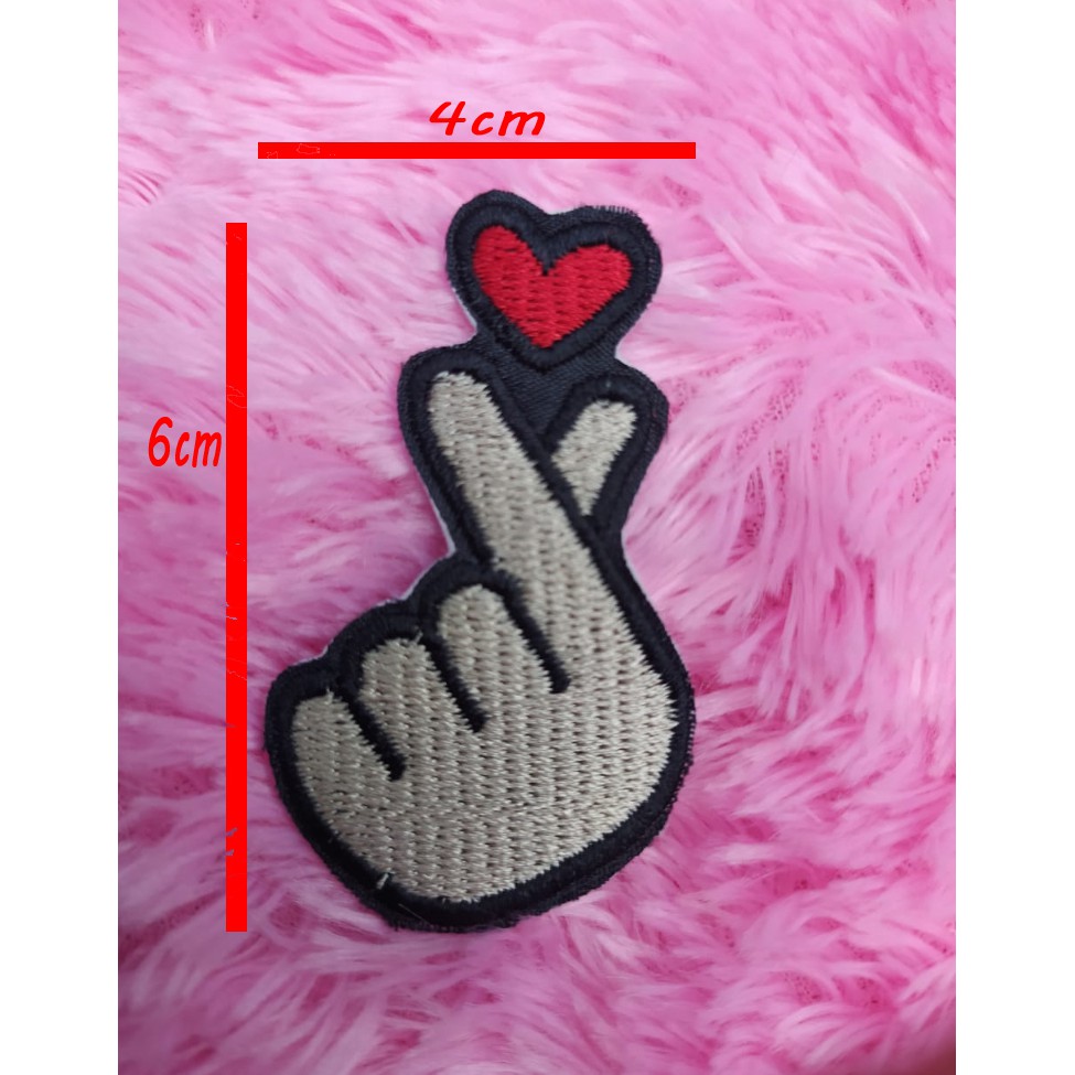 Patch bordir Korean Finger Heart iron ON