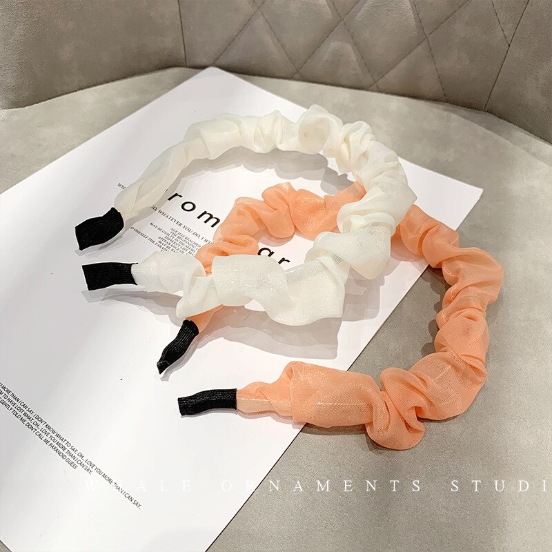 OVERFLOWS.ID  Bando Organza Kerut Scrunchie Import Ala Korea Headband Lucu Murah