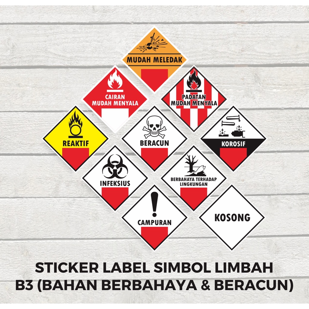 Stiker Simbol Label Limbah Bahan Berbahaya dan Beracun