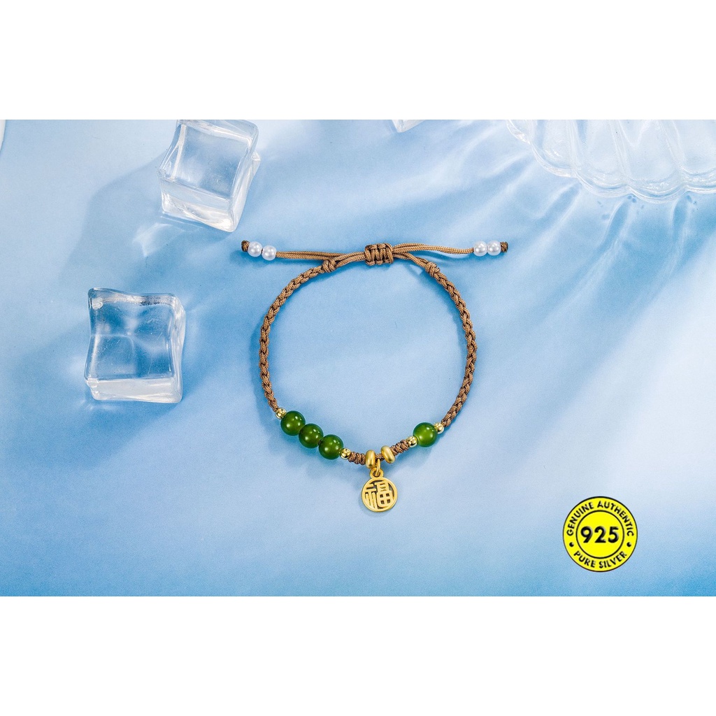 Gelang Tangan Manik-Manik Bulat Warna Emas Untuk Wanita