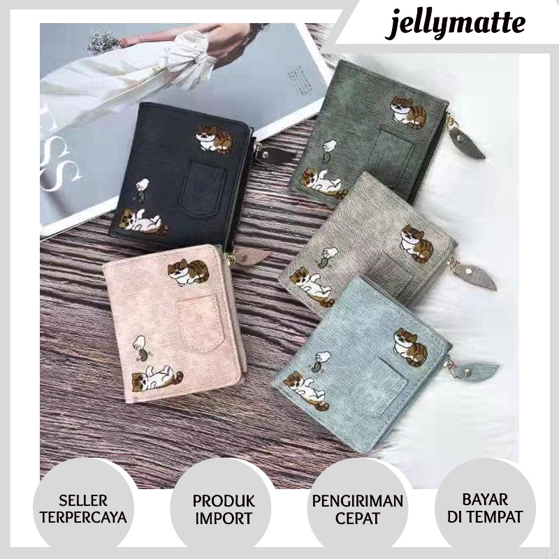 DOMPET WANITA LIPAT KULIT KUCING FELICIA IMPORT MURAH  MOTIF WA033B2  DENIM ORI C18219 KOREA JAKARTA