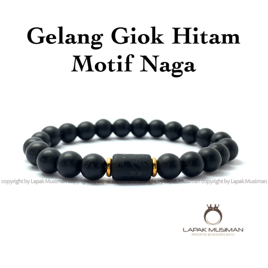 [Bayar di Tempat] Gelang Pria Wanita Batu Giok Hitam Dragon Obsidian Super Ekslusif