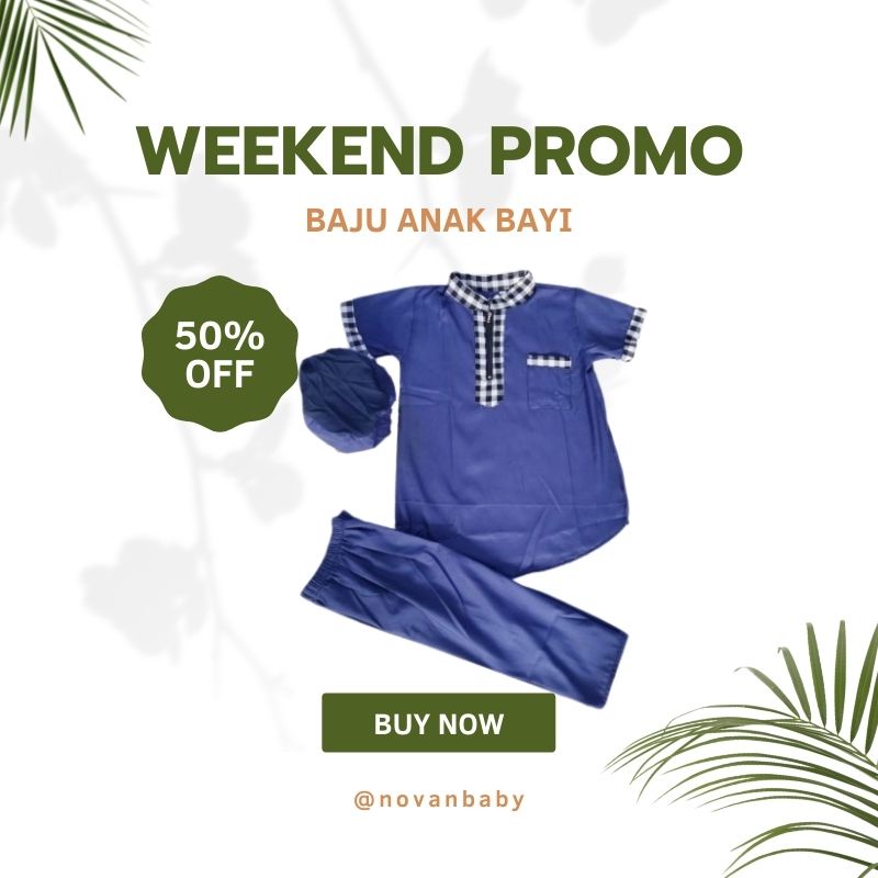 Baju Bayi Laki-Laki Baju Muslim Gamis Koko Jubah Bayi List Kotak Kecil Usia 0 1 2 3 4 5 6 7 8 9 Bula