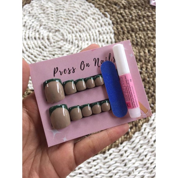 fake nails kaki / kuku palsu kaki