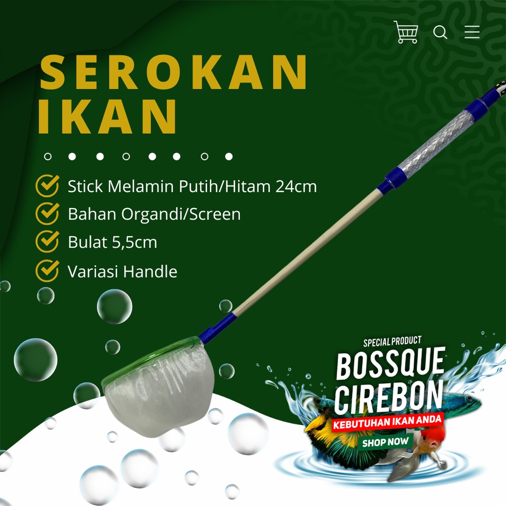 Serokan Ikan Cupang Melamin Variasi Handle Bulat 5,5cm Seser Saringan Sauk Ikan Hias Jentik Kutu Air